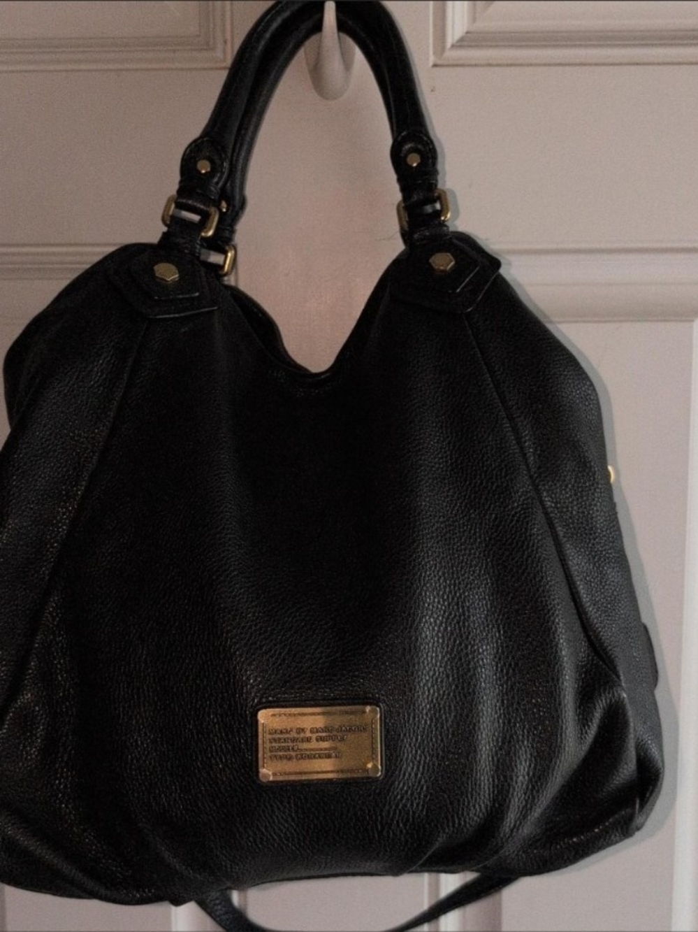 Marc by Marc Jacobs Black Leather Hobo Shoulder Bag Gold Hardware Y2K